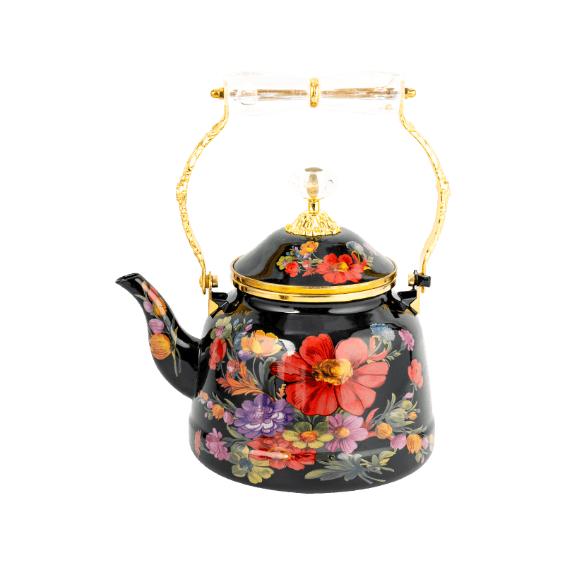 TK618 TURKISH FLORAL ENAMEL TEAPOT SET