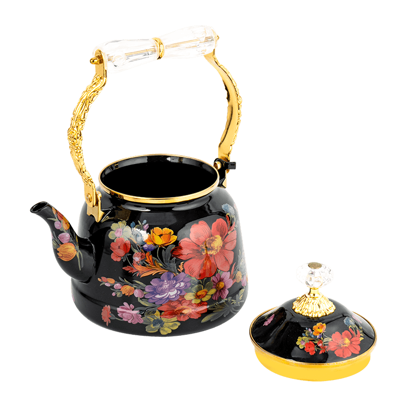 TK618 TURKISH FLORAL ENAMEL TEAPOT SET