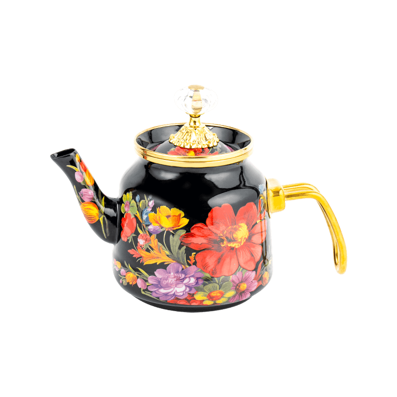 TK618 TURKISH FLORAL ENAMEL TEAPOT SET