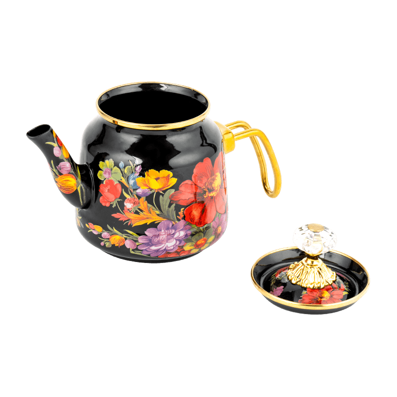 TK618 TURKISH FLORAL ENAMEL TEAPOT SET