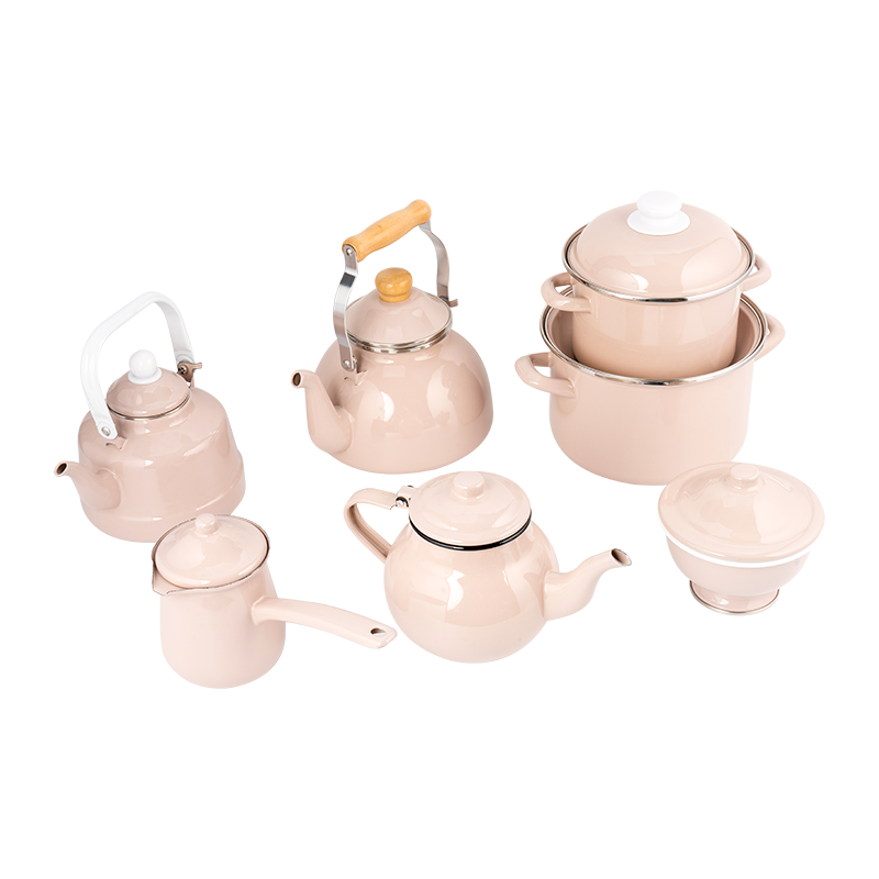 Set Teapot Enamel Pastel Mudah