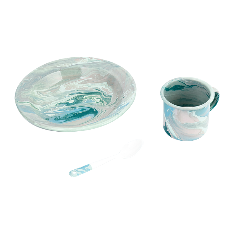 Set Teapot Enamel Floral Eropah